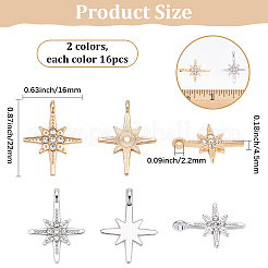 32Pcs 2 Colors Alloy with Rhinestone Pendants&nbsp;FIND-SC0023-34