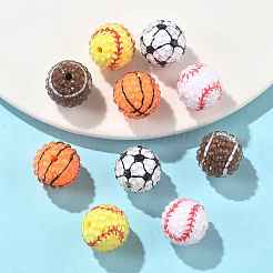 10Pcs 5 Colors Sport Theme Opaque Acrylic Resin Beads&nbsp;MACR-FS0002-05