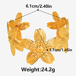 European and American Style Flower 304 Stainless Steel  Cuff Bangles for Women&nbsp;RD8842-2