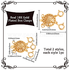 2Pcs 2 Styles Brass Box Clasps&nbsp;KK-BBC0020-81G