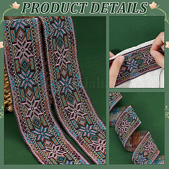 7M Ethnic Style Polyester Flower Jacquard Ribbons&nbsp;OCOR-WH0091-72A-01