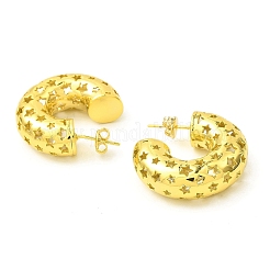 Hollow Star Brass Stud Earrings&nbsp;EJEW-K245-38G-01