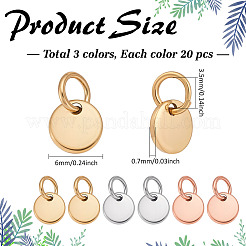 60Pcs 3 Colors 304 Stainless Steel Charms&nbsp;STAS-ME0001-97
