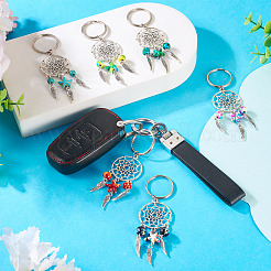 7Pcs Alloy & Synthetic Turquoise Keychain&nbsp;KEYC-TAC00049