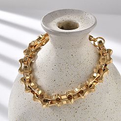 304 Stainless Steel Bone Link Bracelets for Women Men&nbsp;BJEW-F488-28G