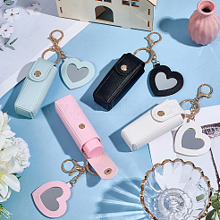 4Pcs 4 Colors PU Leather Lipstick Holder Heart Keychains&nbsp;KEYC-CL0001-35
