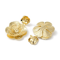 Flower Brass Stud Earrings&nbsp;EJEW-K257-07G