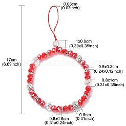 Rondelle Glass & Polymer Clay Rhinestone Beads Phone Hand Strap Chains&nbsp;HJEW-YW0001-05C