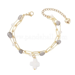 Natural Labradorite Beads Multi-layered Bracelets&nbsp;BJEW-JB12217-03