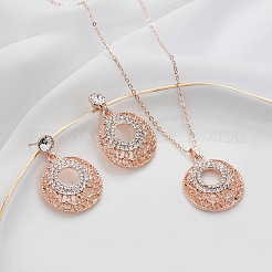 Ring Alloy Crystal Rhinestone Pendant Necklaces & Stud Dangle Earrings Sets&nbsp;FS-WG83CCD-01