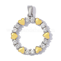 Brass Micro Pave Clear Cubic Zirconia Pendants&nbsp;CU-OY001-47P-02