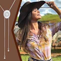 2Pcs Adjustable Brass Curb Chains Cowboy Hat Sweater Lariat Necklaces&nbsp;NJEW-UN0001-78P