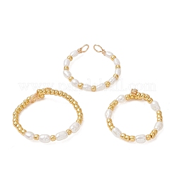 3Pcs Copper Wired Natural Cultured Freshwater Pearl Finger Rings&nbsp;RJEW-JR00995