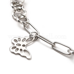 304 Stainless Steel Charm Bracelet with Link Chains for Women&nbsp;BJEW-C0025-06