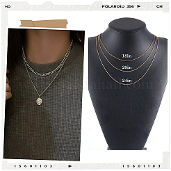 20Pcs 2 Colors Ion Plating(IP) 304 Stainless Steel Cable Chain Necklaces Set&nbsp;MAK-BBC0001-11C