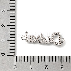 Brass Micro Pave Clear Cubic Zirconia Word Dubai Connector Charms&nbsp;KK-C255-33P