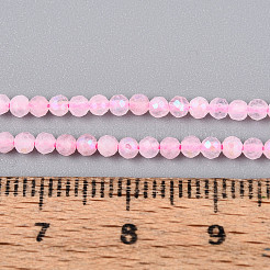 AB Color Plated Natural Rose Quartz Beads Strands&nbsp;G-T144-A07-02