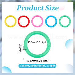 250Pcs 5 Colors Plastic Loose Leaf Book Binder Rings&nbsp;KY-OC0001-49