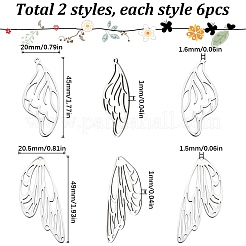 12Pcs 2 Style 201 Stainless Steel Pendants&nbsp;STAS-SC0006-46
