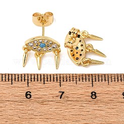 Brass Micro Pave Cubic Zirconia Eye Stud Earrings&nbsp;EJEW-K267-14G