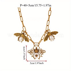 Alloy Crystal Rhinestone Bees Pendant Bib Pendant Necklaces with Imitation Pearl&nbsp;FS-WGD3FB1-01