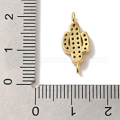 Rack Plating Brass Micro Pave Green Cubic Zirconia Cactus Connector Links&nbsp;KK-U027-01G