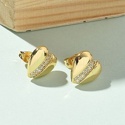 Brass Micro Pave Clear Cubic Zirconia Stud Earrings for Women&nbsp;EJEW-U034-02G-03