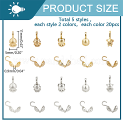 200Pcs 10 Styles Brass Bead Tips&nbsp;FIND-PH0020-84