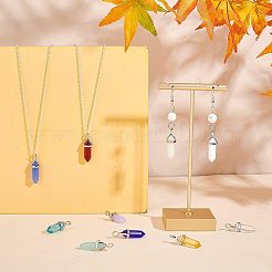 10Pcs 10 Colors Bullet Glass Pointed Pendants&nbsp;GLAA-FH0001-49