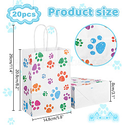 Rectangle with Paw Print Pattern Paper Storage Bags with Handle&nbsp;ABAG-WH0046-38A