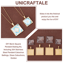 DIY Blank Square Pendant Making Kit&nbsp;DIY-UN0005-44