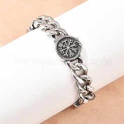 Stainless Steel Viking Compass Link Bracelets&nbsp;BJEW-D379-15ASP