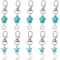20Pcs Starfish Turtle Synthetic Turquoise Pendant Decorations&nbsp;HJEW-CP0001-43A