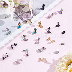 48Pcs 4 Colors 304 Stainless Steel Stud Earring Findings&nbsp;STAS-ME0001-30