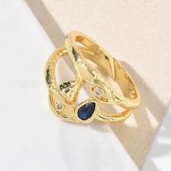 Brass Micro Pave Cubic Zirconia Cuff Open Rings for Women&nbsp;RJEW-L343-11G