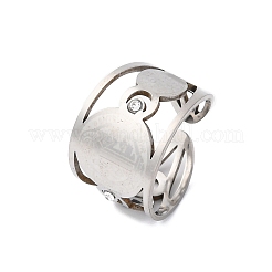 304 Stainless Steel Rhinestone Saint Benedict Open Cuff Rings&nbsp;LS-RJEW-M069-01P