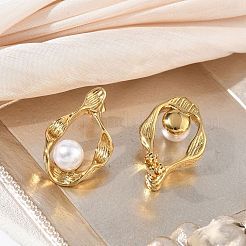 304 Stainless Steel & ABS Plastic Pearl Stud Earrings&nbsp;SA-CBA2696-34G