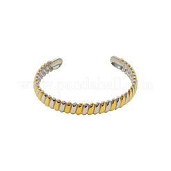 Two Tone 304 Stainless Steel Cuff Bangles for Women&nbsp;WG684E5-01
