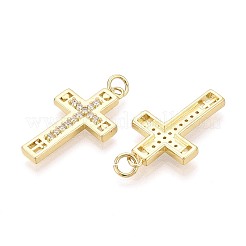 Religion Brass Micro Pave Clear Cubic Zirconia Pendants&nbsp;KK-T080-49G