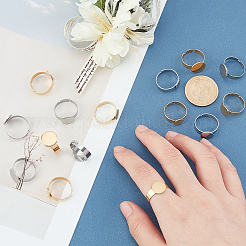 18Pcs 6 Style 304 Stainless Steel Adjustable Finger Rings Components&nbsp;STAS-UN0032-77