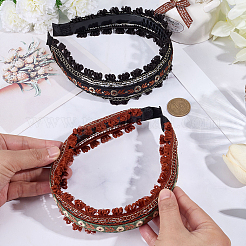 2Pcs 2 Colors Floral Hair Bands Embellishments for Women&nbsp;OHAR-CY0001-19A