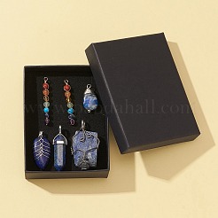 6Pcs 5 Styles Natural & Synthetic Mixed Gemstone Pendants&nbsp;G-FS0005-59