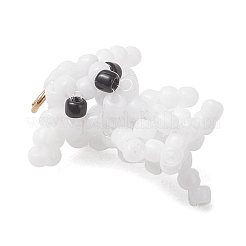 Glass Seed Beaded Dog Pendans&nbsp;PALLOY-MZ01223-02