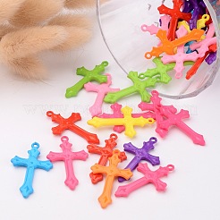 Mixed Color Cross Acrylic Pendants For Jewelry Making Embellishments DIY Craft&nbsp;X-SACR-515-M