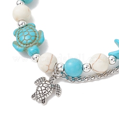 2Pcs Synthetic Turquoise Beaded Stretch Bracelets&nbsp;BJEW-JB13292
