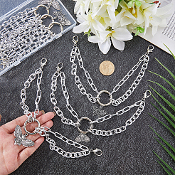 6Pcs 3 Style Aluminum Paperclip Chains Boot Strap Chains&nbsp;HJEW-DR00274