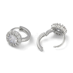 Brass Micro Pave Clear Cubic Zirconia Hoop Earring&nbsp;EJEW-L292-006P