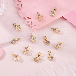 12Pcs Fruits Brass Micro Pave Cubic Zirconia Charms&nbsp;KK-BBC0024-42