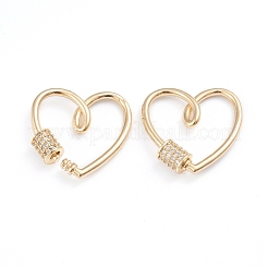 Brass Micro Pave Clear Cubic Zirconia Screw Carabiner Lock Charms&nbsp;X-ZIRC-I041-01G