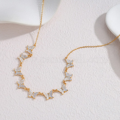 304 Stainless Steel Crystal Rhinestone Butterfly Multi-Pendant Necklaces for Women&nbsp;WG50282-01